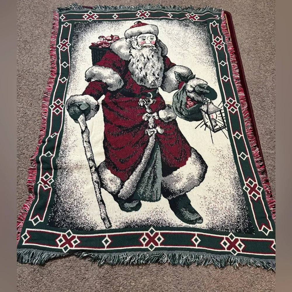 Christmas Vintage BEACON Santa Claus‎ Blanket/Throw Blanket Tapestry 48